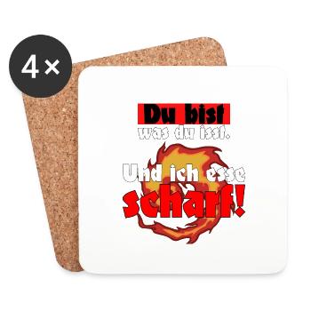 Du bist was du isst ich esse scharf chili Spruch - Untersetzer (4er-Set) - Weiß - Vorne