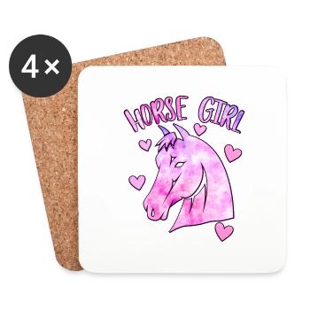 Fille de cheval - Dessous de verre (lot de 4) - blanc - Devant
