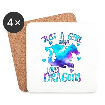 Nur ein Mädchen, das Drachen liebt - Untersetzer (4er-Set) - Weiß - Vorne