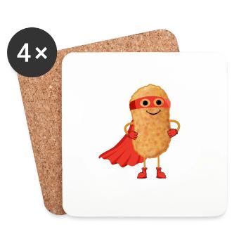 Super Hero Chicken Nuggets Funny Nugget Man Cadeau F - Dessous de verre (lot de 4) - blanc - Devant