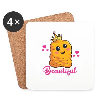Je suis un Beautiul Chicken Nugget Kawaii Nug Life Nug - Dessous de verre (lot de 4) - blanc - Devant