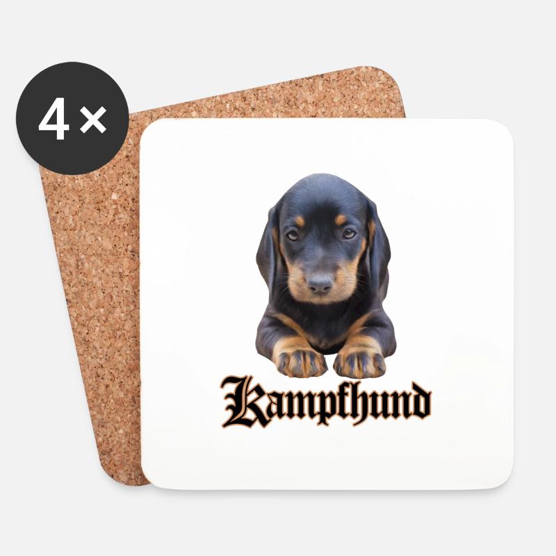 Dackel Kampfhund - Untersetzer (4er-Set) - Weiß