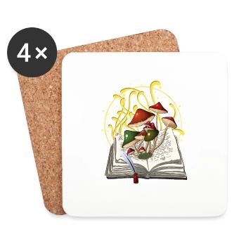 Mushrooms magical book - Coasters (set of 4) - white - Front
