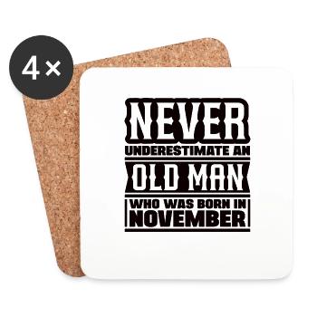 Fête des pères Cadeau Grand-père Naissance En Novembre - Dessous de verre (lot de 4) - blanc - Devant
