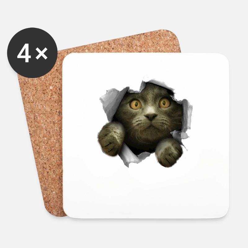 Kätzchen Riss süße Katze - Untersetzer (4er-Set) - Weiß