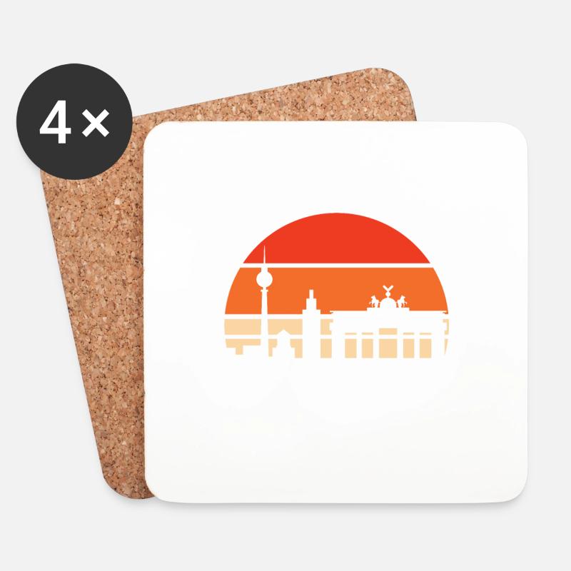 Sonne Berlin Skyline - Untersetzer (4er-Set) - Weiß
