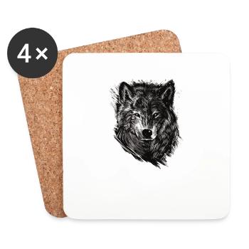 wild wolf - Coasters (set of 4) - white - Front