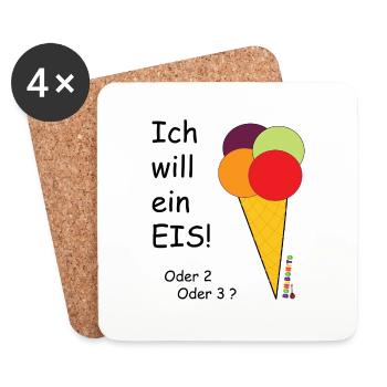 ich will ein eis - Untersetzer (4er-Set) - Weiß - Vorne