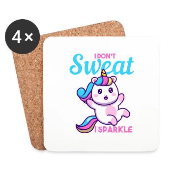 Einhorn ich nicht schwitzen I Sparkle Geschenk - Untersetzer (4er-Set) - Weiß - Vorne