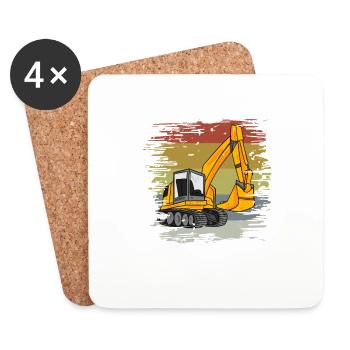Excavator Construction Site Retro - Coasters (set of 4) - white - Front