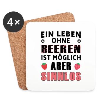 Ein Leben ohne Beeren - Marmelade Beerensammler - Untersetzer (4er-Set) - Weiß - Vorne