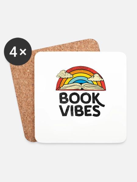 Book Vibes Buchliebhaber Bücherwurm Bücher Lesen - Untersetzer (4er-Set) - Weiß