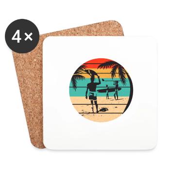 Surfing, Surfer, Surfing, Surfing - Coasters (set of 4) - white - Front