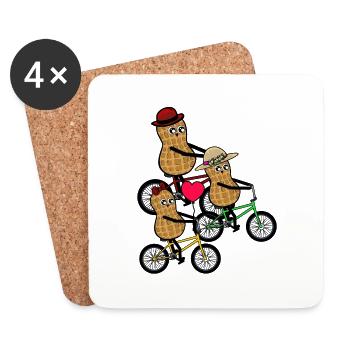 Family Excursion Kids Peanut Bicycle Riding - Coasters (set of 4) - white - Front