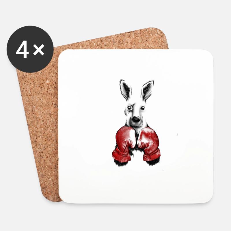 Känguru mit Boxhandschuhen - Untersetzer (4er-Set) - Weiß