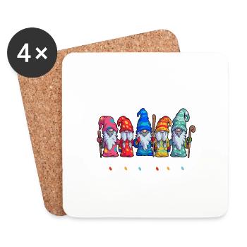 Hanging with my Gnomies Funny Gardening Gnome Plan - Coasters (set of 4) - white - Front
