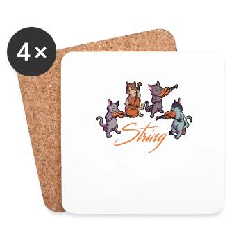 Chat de Purrtet de corde jouant le violon Cello Kitty Clas - Dessous de verre (lot de 4) - blanc - Devant