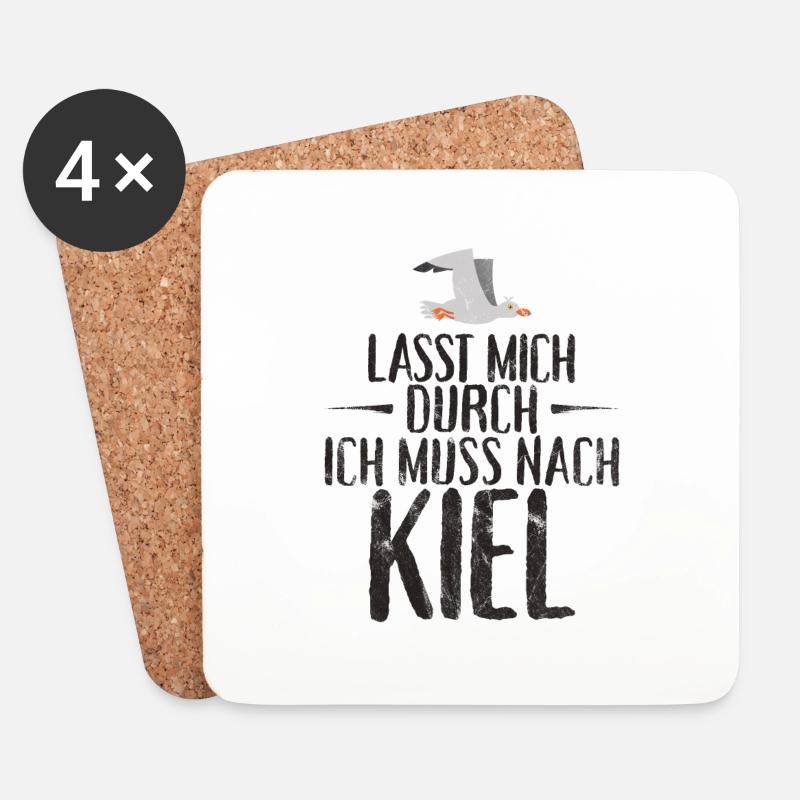 Lasst mich durch ich muss nach Kiel Möwe - Untersetzer (4er-Set) - Weiß