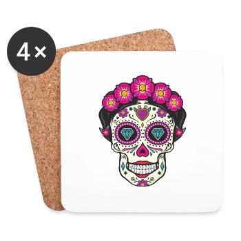 floral crane dia de los muertos - Coasters (set of 4) - white - Front