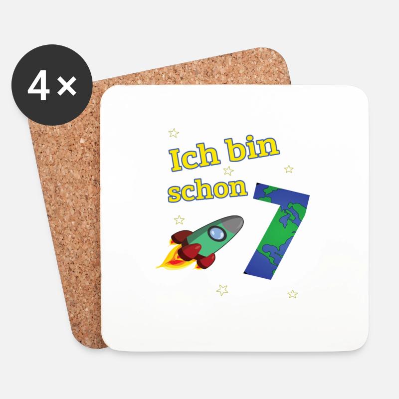7 Jahre Geburtstag Weltall Erde Geschenk - Untersetzer (4er-Set) - Weiß