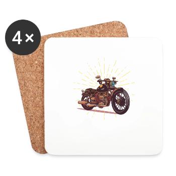 Retro Motorcycle Vintage Indian Motorcycle - Coasters (set of 4) - white - Front