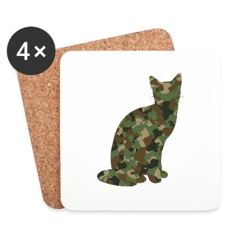 Camouflage Cat Kitten - Coasters (set of 4) - white - Front