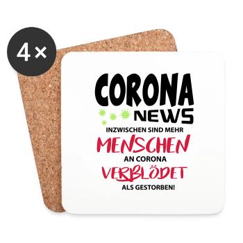 Corona Covid Verblödet Gestorben Leugner News - Untersetzer (4er-Set) - Weiß - Vorne