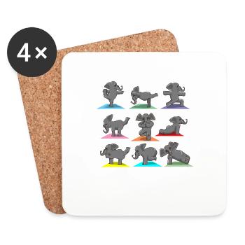 Yoga Pose Sport Eléphant drôle humour cadeau - Dessous de verre (lot de 4) - blanc - Devant