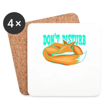 Fox Animal Please Do not disturb sleep - Coasters (set of 4) - white - Front