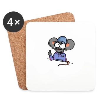 Maus zeigt Mittelfinger - Untersetzer (4er-Set) - Weiß - Vorne