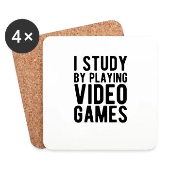 J’étudie en jouant à des jeux vidéo - Dessous de verre (lot de 4) - blanc - Devant