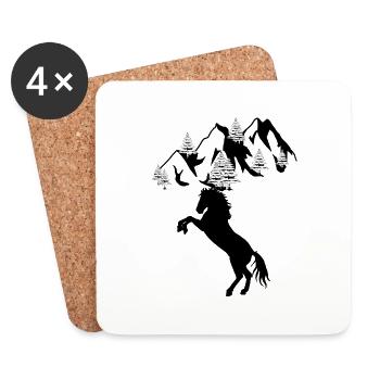 Wild Wild Horse Stallion Horse Rider - Coasters (set of 4) - white - Front