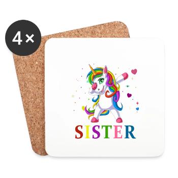 grande sœur enfin licorne - Dessous de verre (lot de 4) - blanc - Devant