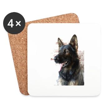 German Shepherd Profile Picture - Coasters (set of 4) - white - Front
