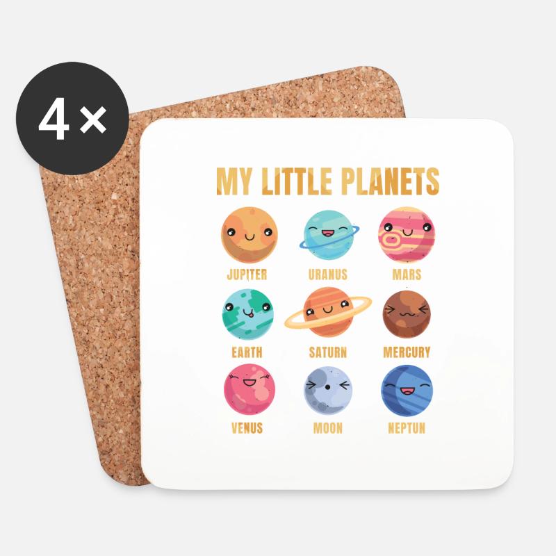 Solar System - Cute Planets - Planet - Galaxy - Untersetzer (4er-Set) - Weiß