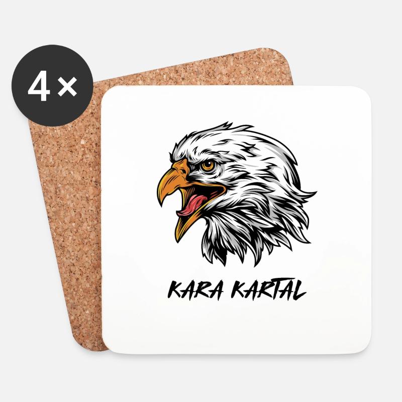 Kara Kartal, Black Eagle - Untersetzer (4er-Set) - Weiß