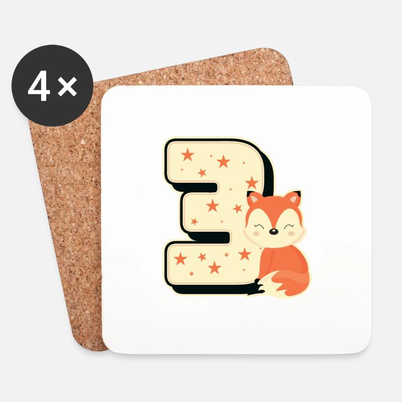 3. Geburtstag Jahre Drei Fuchs Junge Kind Geschenk - Untersetzer (4er-Set) - Weiß