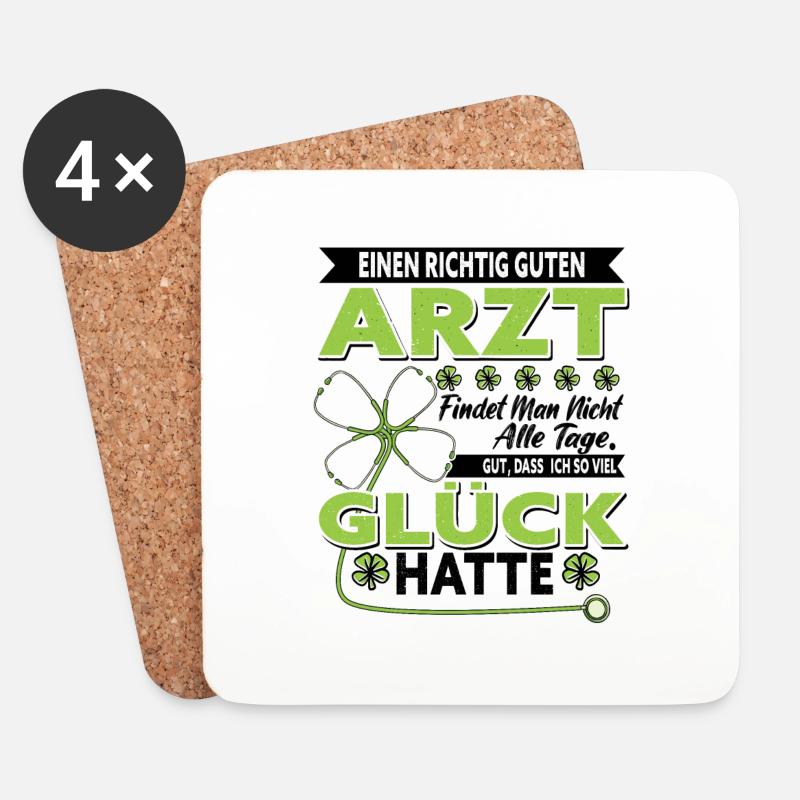 Geschenk für Arzt - Untersetzer (4er-Set) - Weiß
