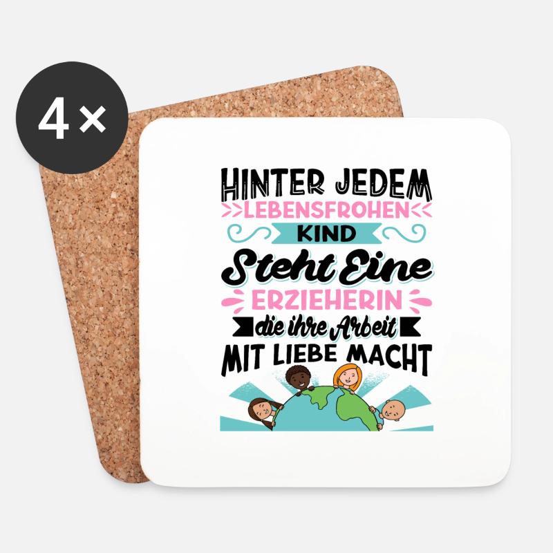 Erzieherin Geschenk Erzieherinnen - Untersetzer (4er-Set) - Weiß