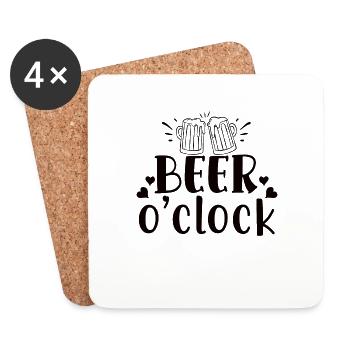 Beer o'clock - Untersetzer (4er-Set) - Weiß - Vorne