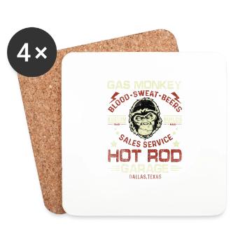 Monkey Garage Crossed Pistons Ribbon Distressed - Dessous de verre (lot de 4) - blanc - Devant