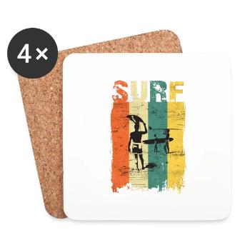 Surfing, Surfer, Surfing, Surfing, Surfing - Coasters (set of 4) - white - Front
