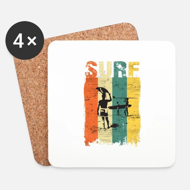 Surfing, Surfer , Wellenreiten , Surfen, Surf - Untersetzer (4er-Set) - Weiß