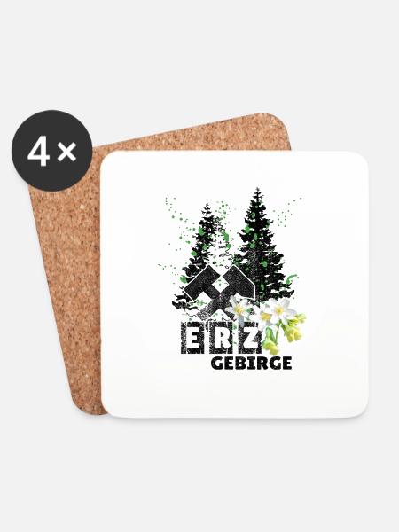 Erzgebirge Frühling mit Hammer und Schlägel, - Untersetzer (4er-Set) - Weiß
