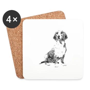 Sitzender Westfälische Dachsbracke Hund - Untersetzer (4er-Set) - Weiß - Vorne