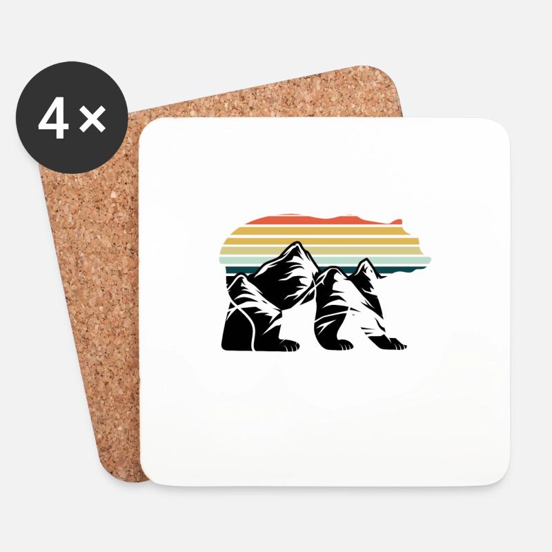 Bear Mountains Sunset Retro - Coasters (set of 4) - white