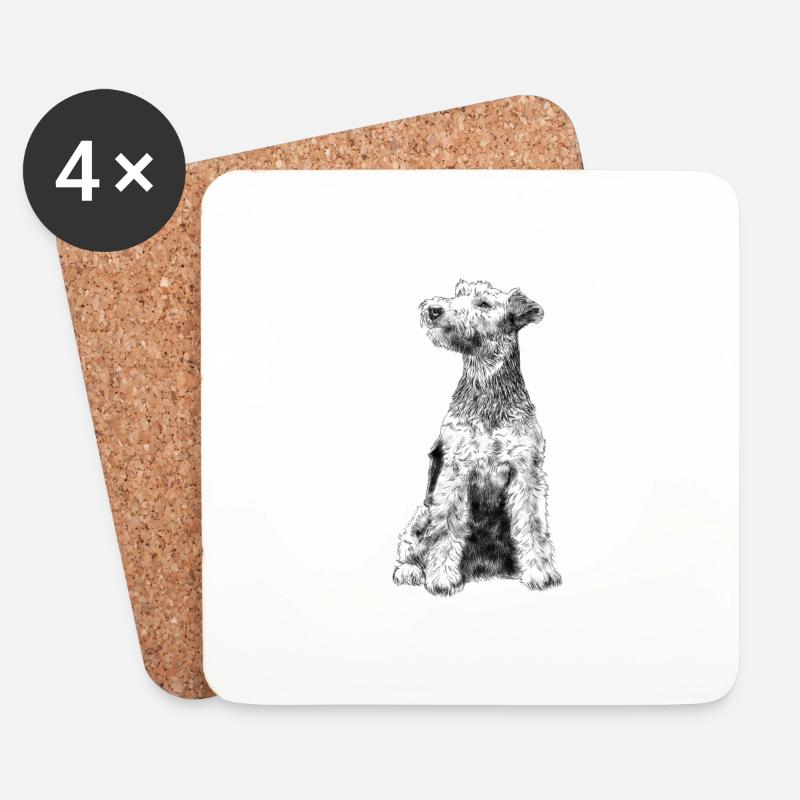 Sitzender Welsh Terrier Hund - Untersetzer (4er-Set) - Weiß