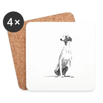 Sitzender Greyhound Windhund Whippet Hund - Untersetzer (4er-Set) - Weiß - Vorne