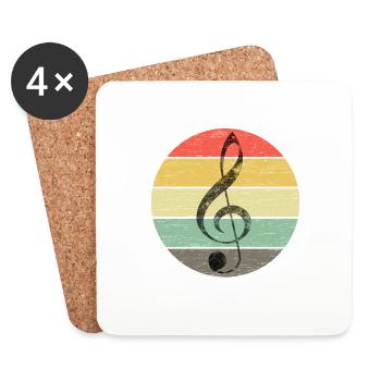 Violin Key - Note Key Vintage - Coasters (set of 4) - white - Front