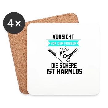 Vorsicht vor dem Friseur Schere ist harmlos - Untersetzer (4er-Set) - Weiß - Vorne